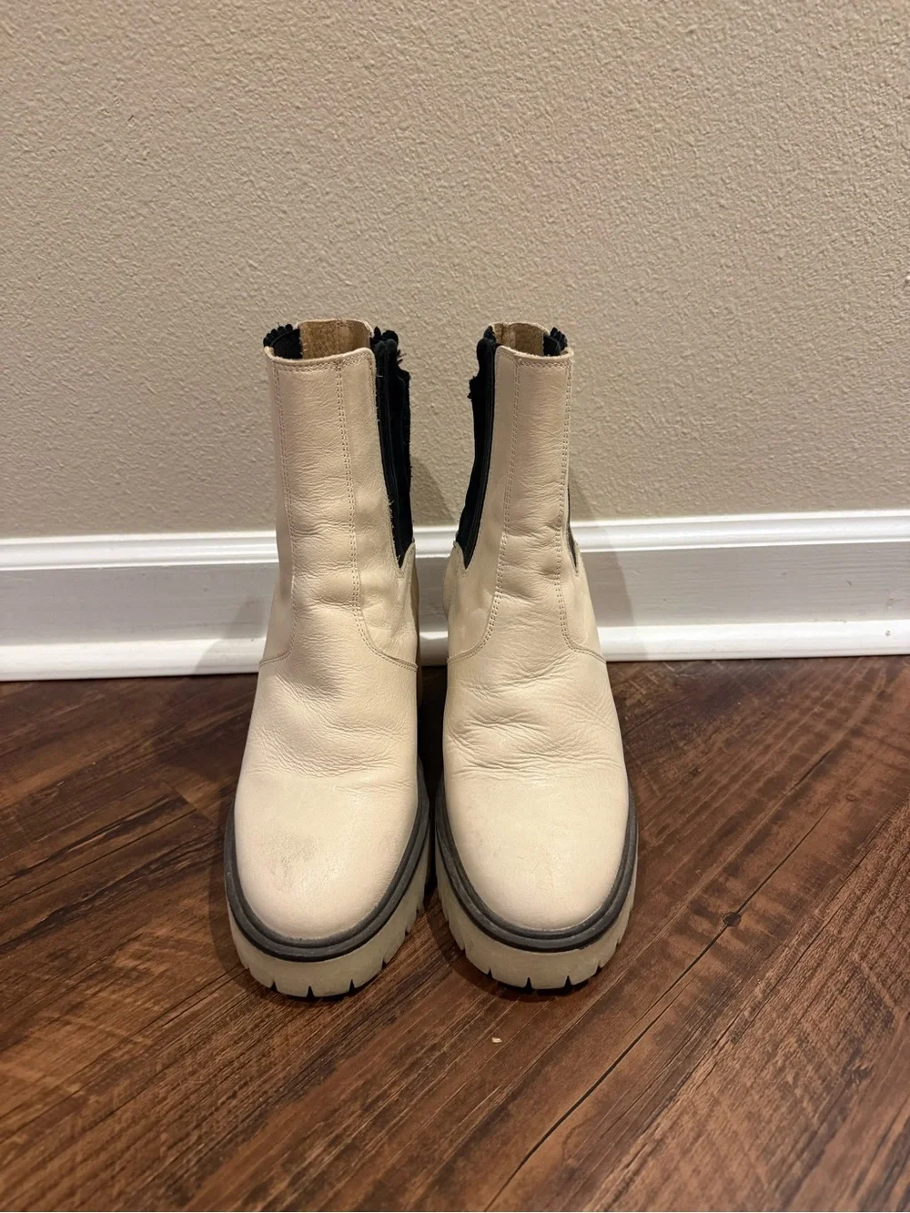 Free People Cream Chelsea Platform Lug Boots